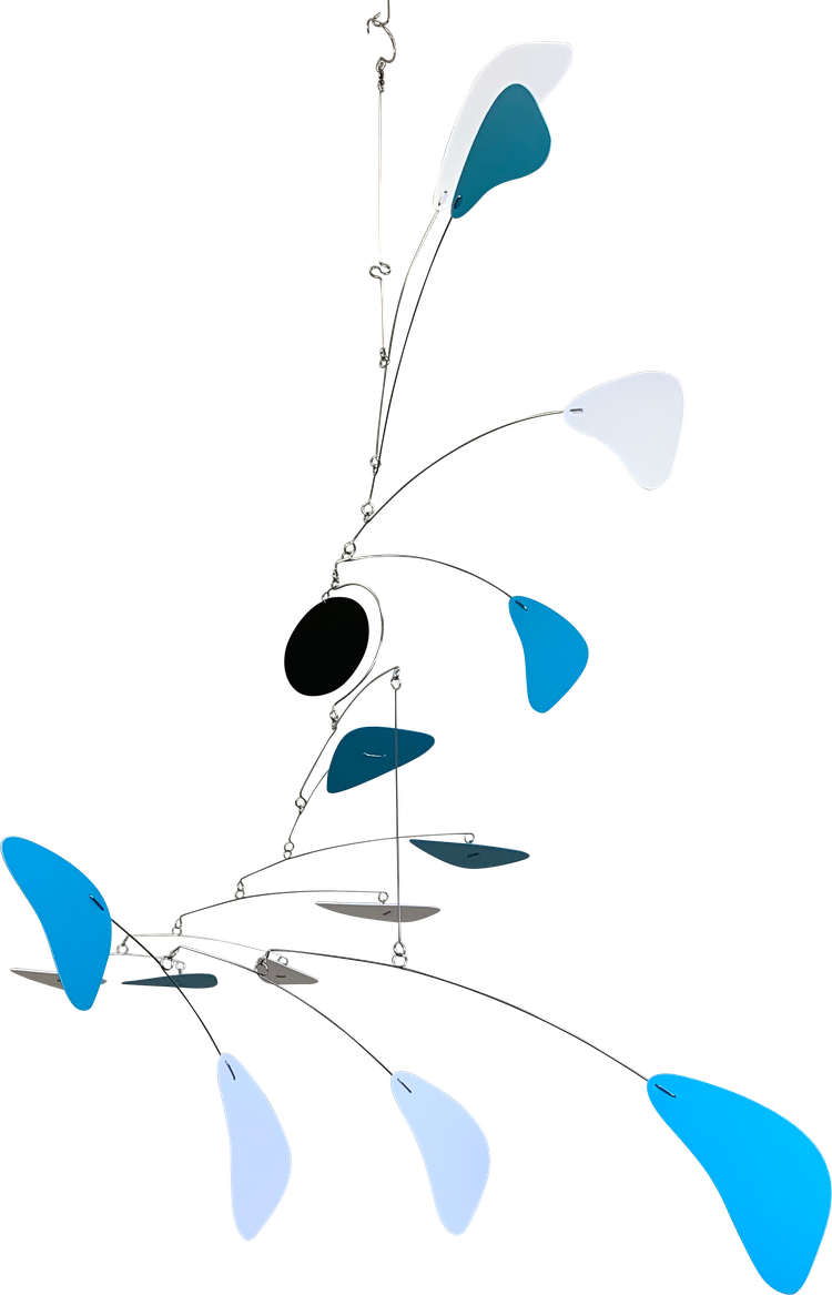 Modern Mobile for High Ceiling Aqua and White Arrow Style Large Sculpture