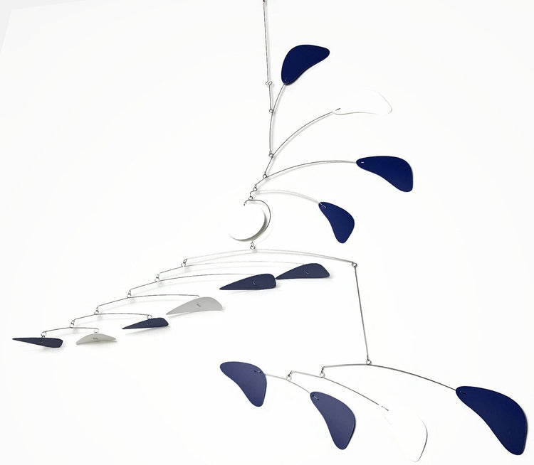 Modern Mobile for High Ceiling Royal Blue White Arrow Style Large Sculpture