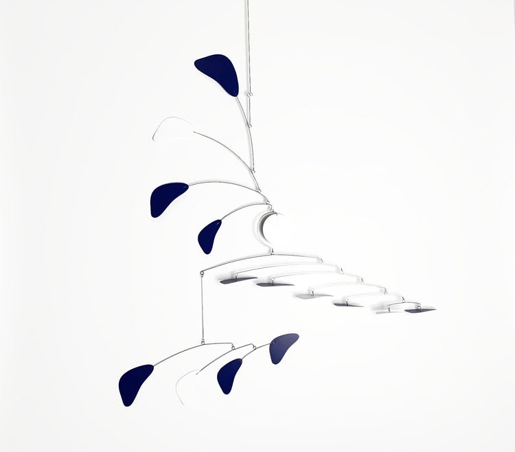 Modern Mobile for High Ceiling Royal Blue White Arrow Style Large Sculpture
