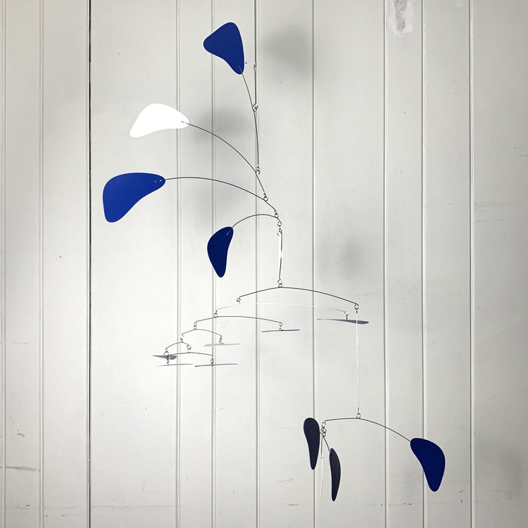 Modern Mobile for High Ceiling Royal Blue White Arrow Style Large Sculpture