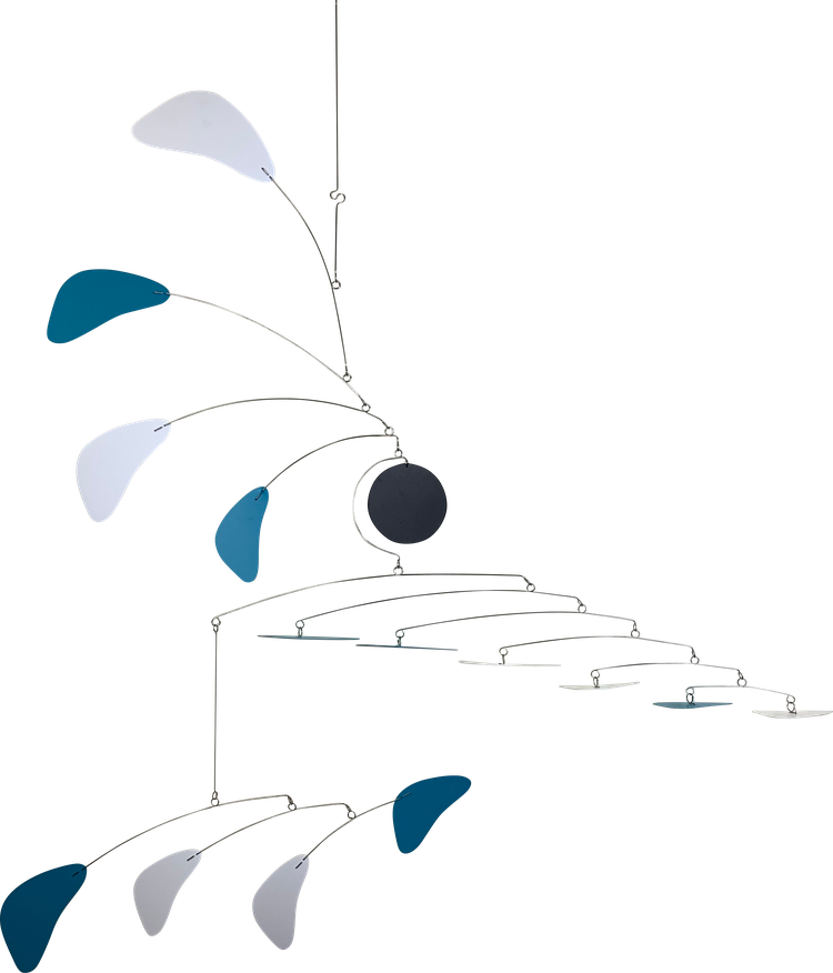 Modern Mobile for High Ceiling Aqua and White Arrow Style Large Sculpture