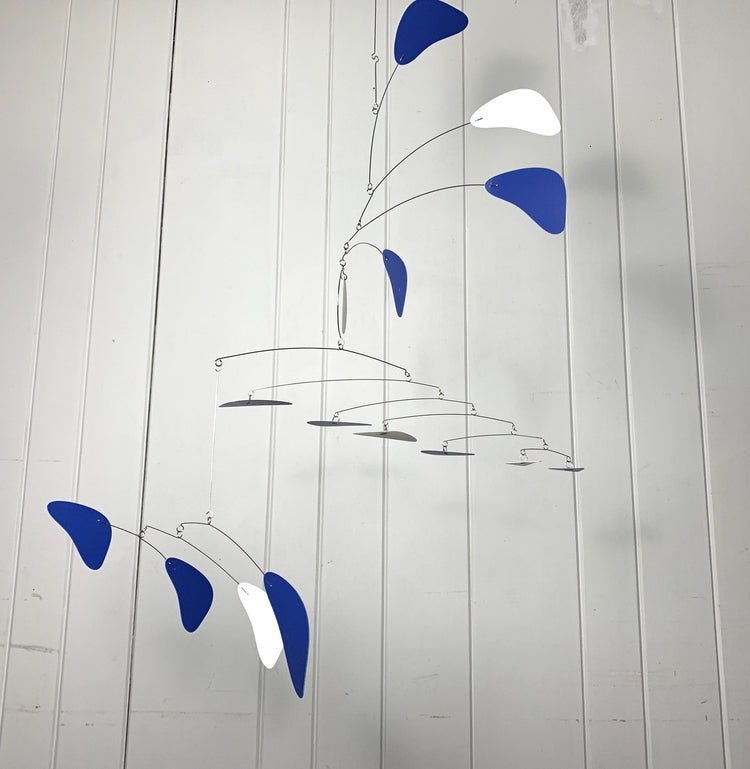 Modern Mobile for High Ceiling Royal Blue White Arrow Style Large Sculpture