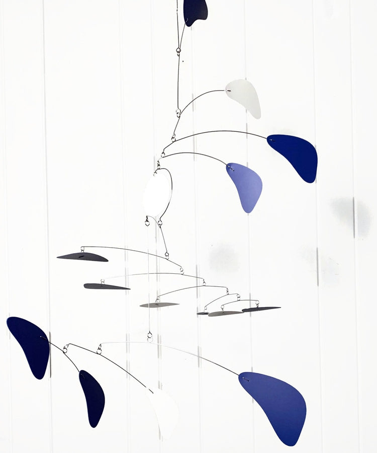 Modern Mobile for High Ceiling Royal Blue White Arrow Style Large Sculpture