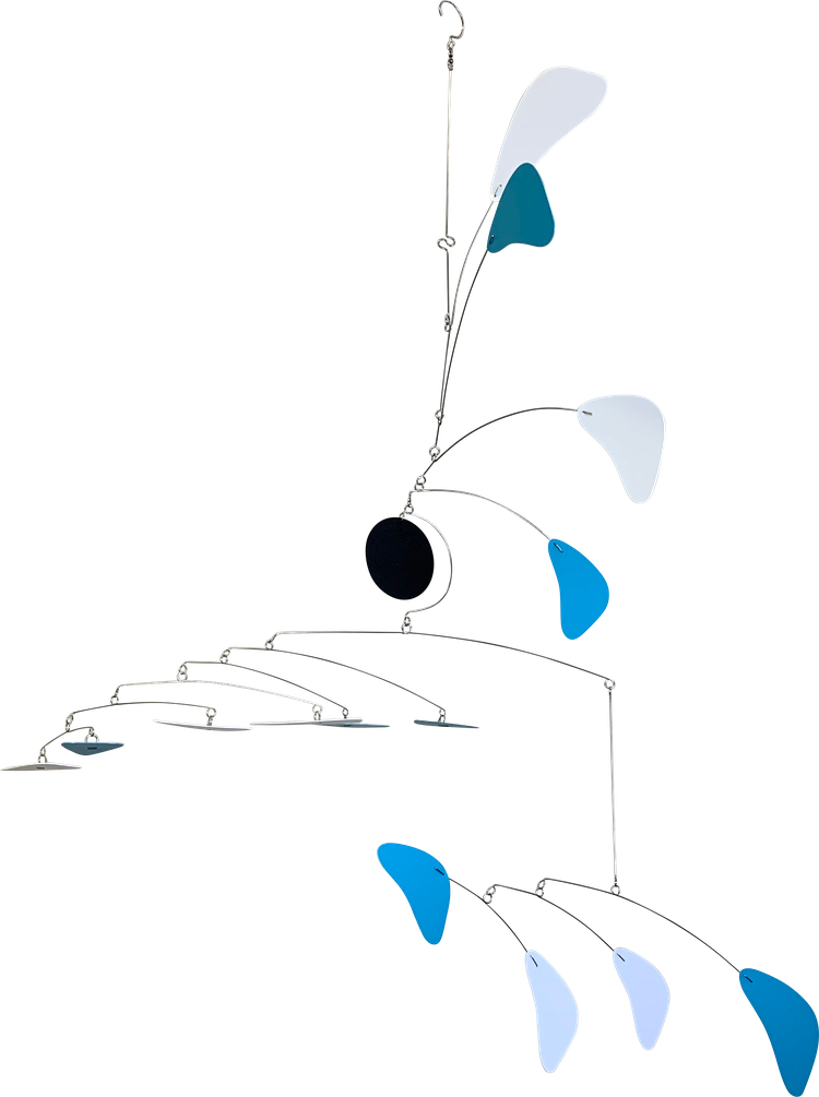 Modern Mobile for High Ceiling Aqua and White Arrow Style Large Sculpture