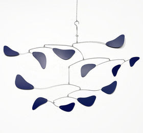 Hanging Mobile in Dark Blue For Any Room -  Sprightly Style - Large Kinetic Hanging Art