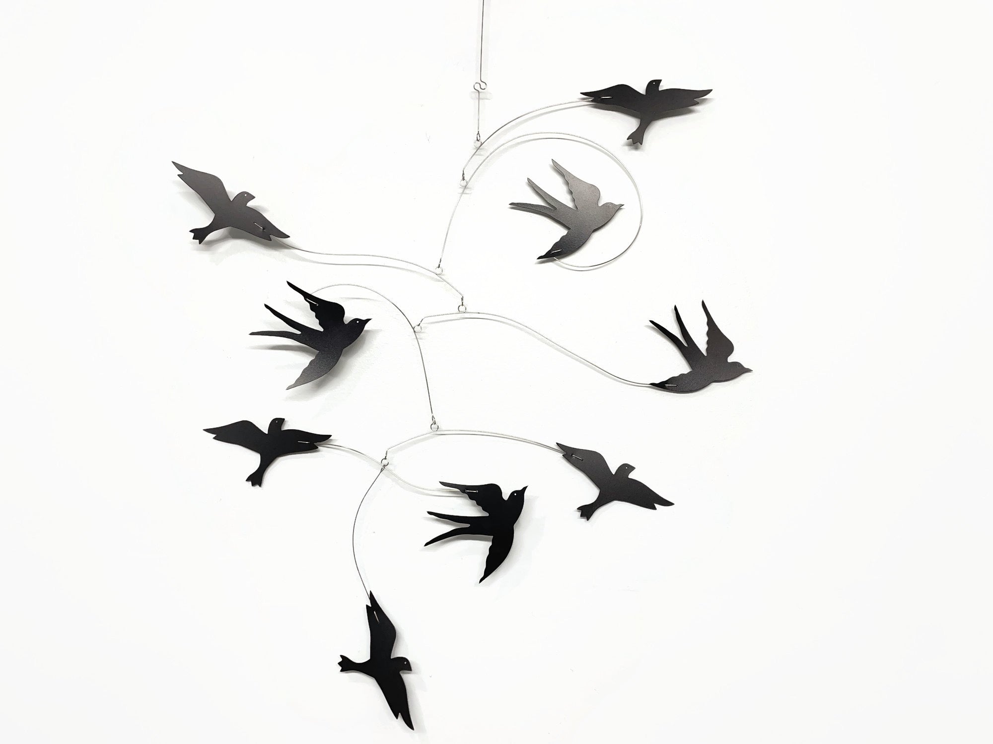Flying Black Bird Mobile 24 x 36 Art Swallow Swift Dove Kinetic Art Sculpture New for 2021