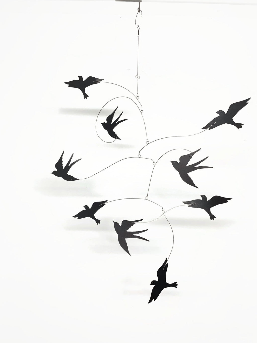 Flying Black Bird Mobile 24 x 36 Art Swallow Swift Dove Kinetic Art Sculpture New for 2021