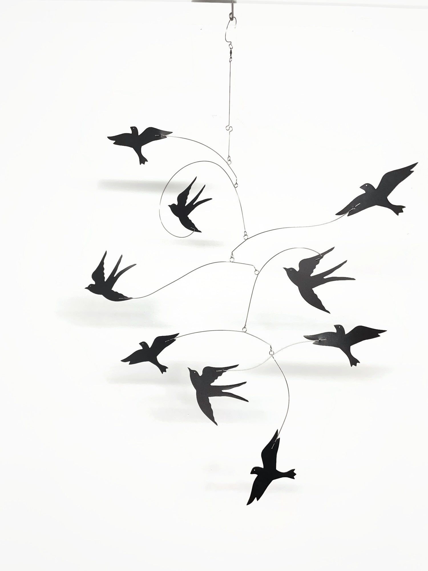 Flying Black Bird Mobile 24 x 36 Art Swallow Swift Dove Kinetic Art Sculpture New for 2021