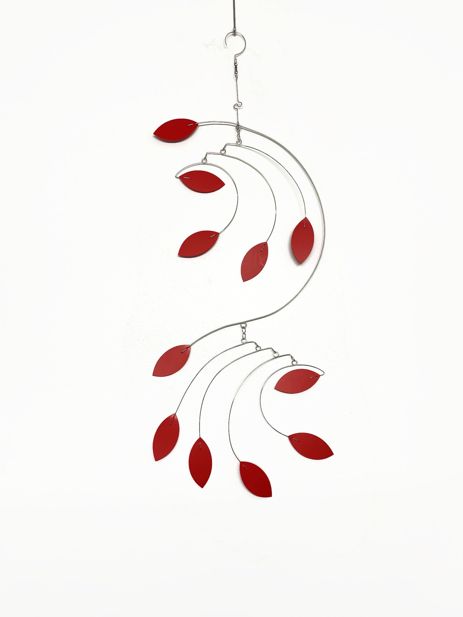 Adult Mobile Dream Catcher Style in Red Kinetic Art Sculpture