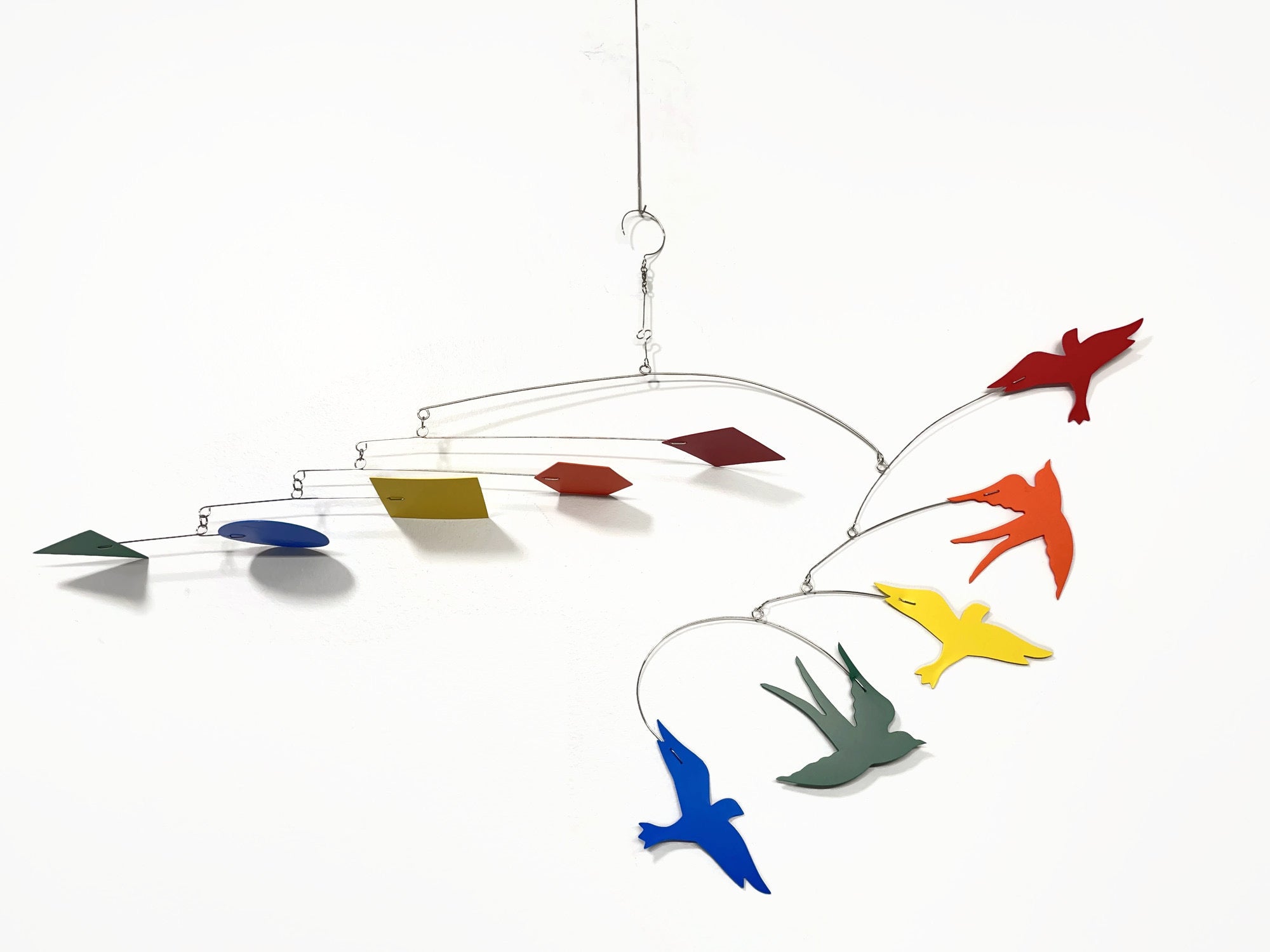 Mobile For Changing Table 34 x 24 Primary Style for Modern Nursery Art Bird Swift Swallow Kinetic Sculpture Rainbow