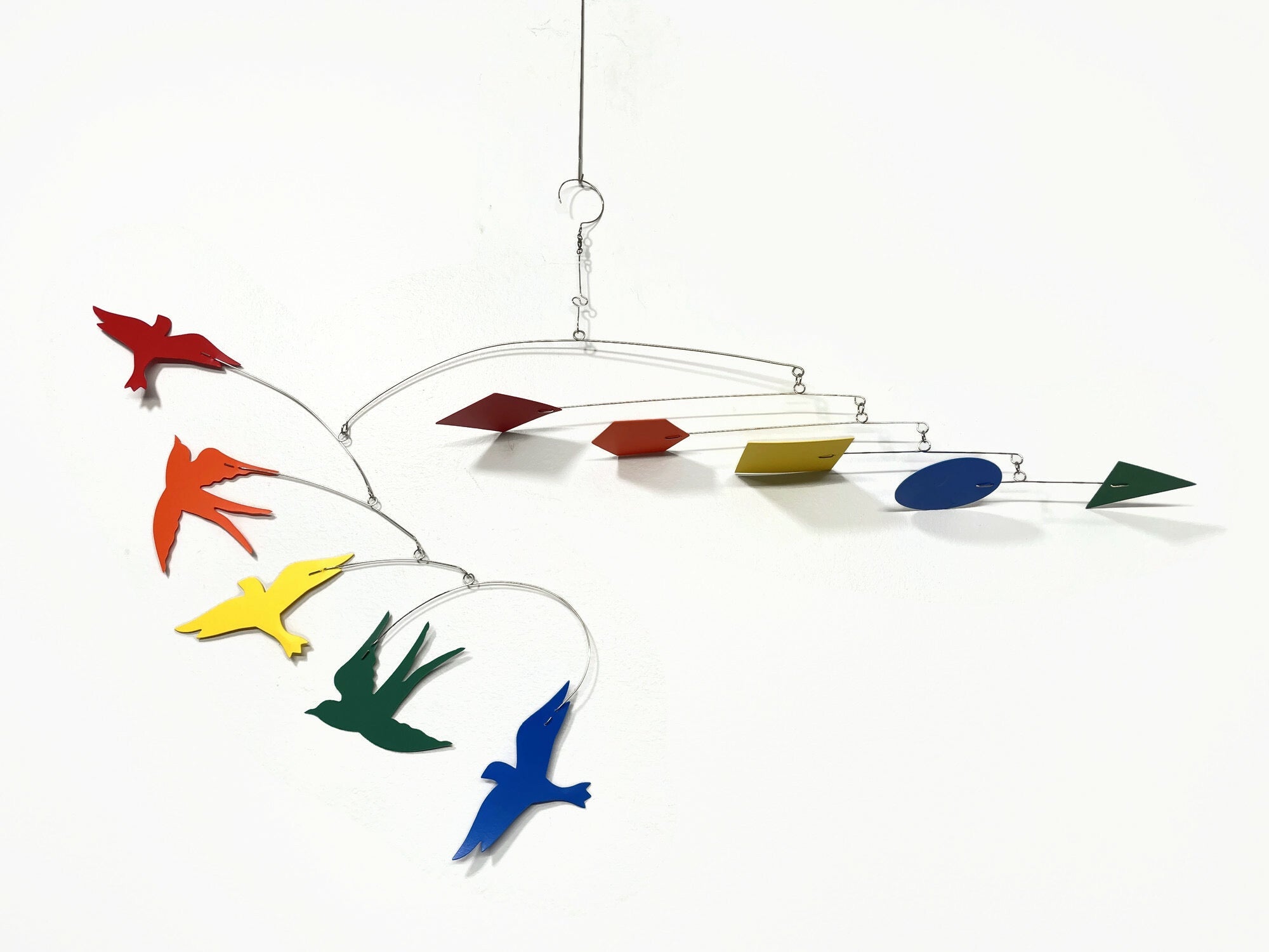 Mobile For Changing Table 34 x 24 Primary Style for Modern Nursery Art Bird Swift Swallow Kinetic Sculpture Rainbow