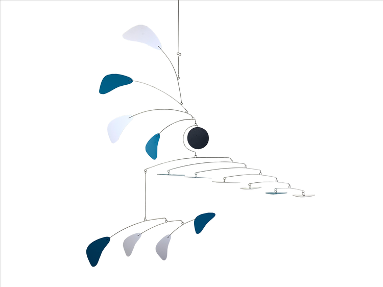 Modern Mobile for High Ceiling Aqua and White Arrow Style Large Sculpture