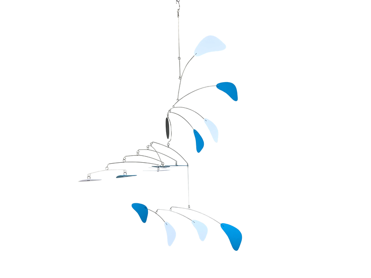 Modern Mobile for High Ceiling Aqua and White Arrow Style Large Sculpture