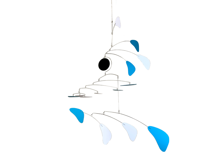 Modern Mobile for High Ceiling Aqua and White Arrow Style Large Sculpture