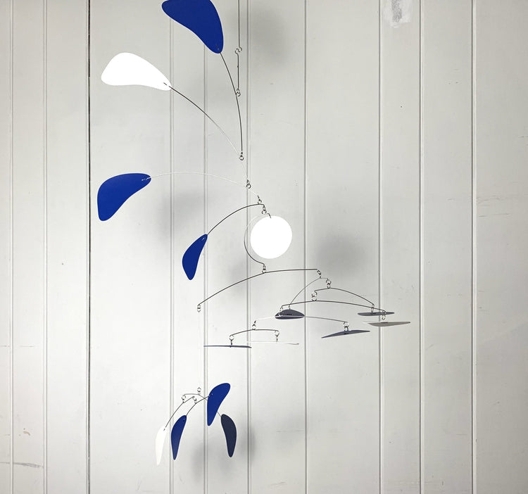 Modern Mobile for High Ceiling Royal Blue White Arrow Style Large Sculpture