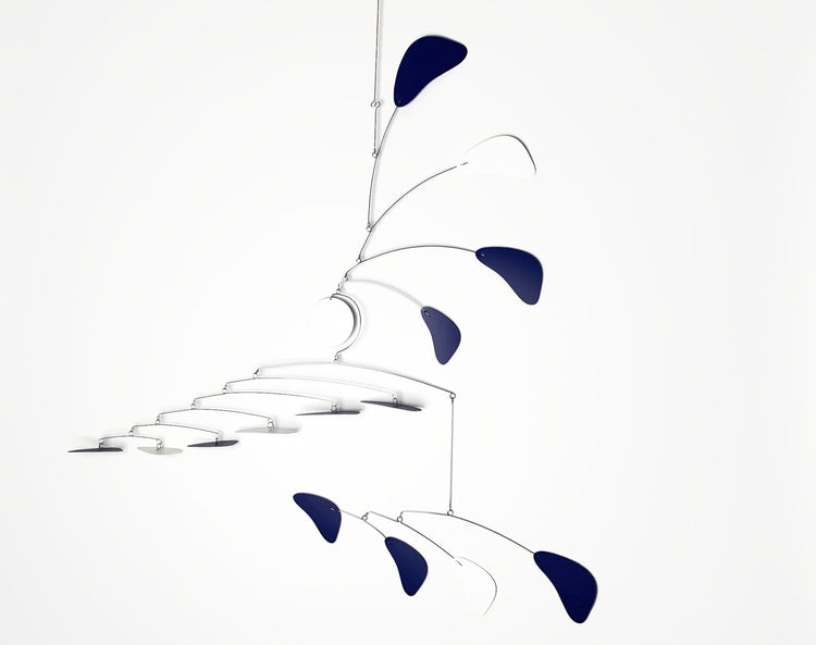 Modern Mobile for High Ceiling Royal Blue White Arrow Style Large Sculpture