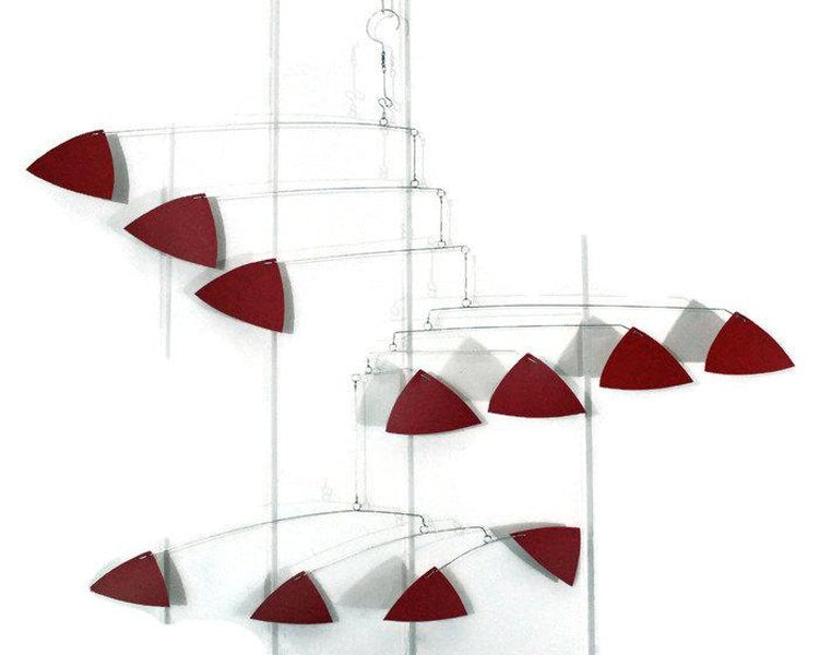 Kinetic Art Sculpture in Red - Mobile Triangle Style
