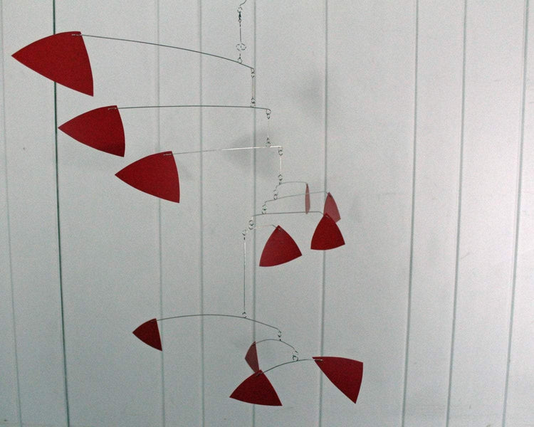 Kinetic Art Sculpture in Red - Mobile Triangle Style