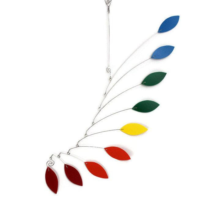 Rainbow Leaf Wave Mobile – Handmade Kinetic Art for Nursery or Child’s Room