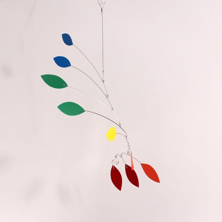 Rainbow Leaf Wave Mobile – Handmade Kinetic Art for Nursery or Child’s Room