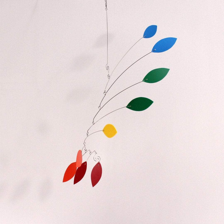 Rainbow Leaf Wave Mobile – Handmade Kinetic Art for Nursery or Child’s Room