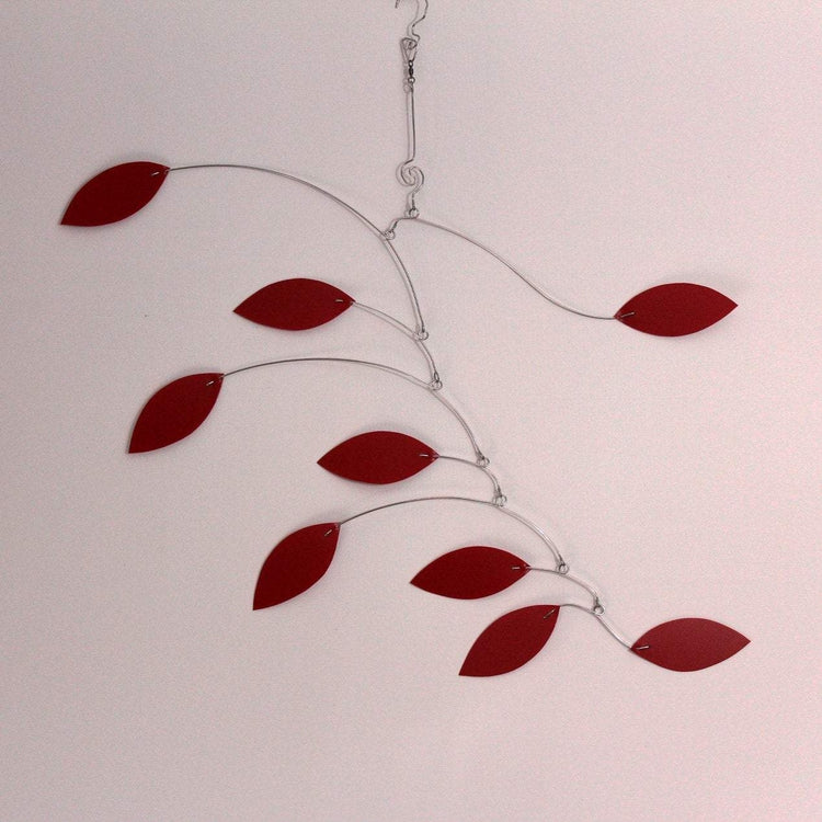 Red Vine Style Kinetic Mobile – Modern Hanging Sculpture for Nursery, Office, or Hallway