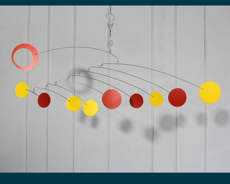 Zen Style Modern Mobile with Circles – Low Ceiling Kinetic Art by Carolyn Weir