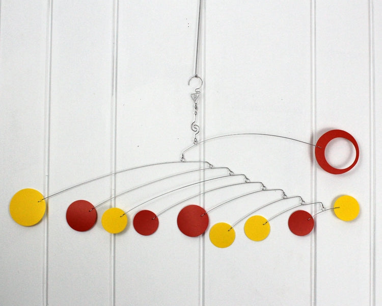 Zen Style Modern Mobile with Circles – Low Ceiling Kinetic Art by Carolyn Weir