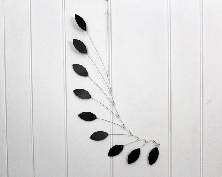 Wave Style Art Mobile – Black Modern Hanging Sculpture for Nursery, Playroom, or Classroom