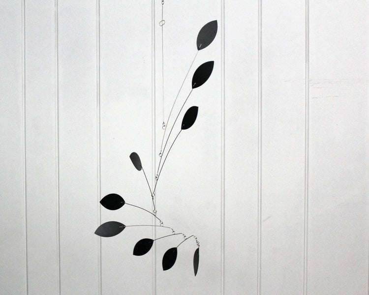 Wave Style Art Mobile – Black Modern Hanging Sculpture for Nursery, Playroom, or Classroom