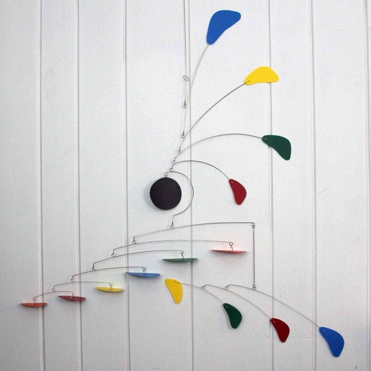 Arrow Style Rainbow Art Mobile – 36” Wide Modern Hanging Sculpture by Carolyn Weir – Nursery, Office, or Classroom Decor