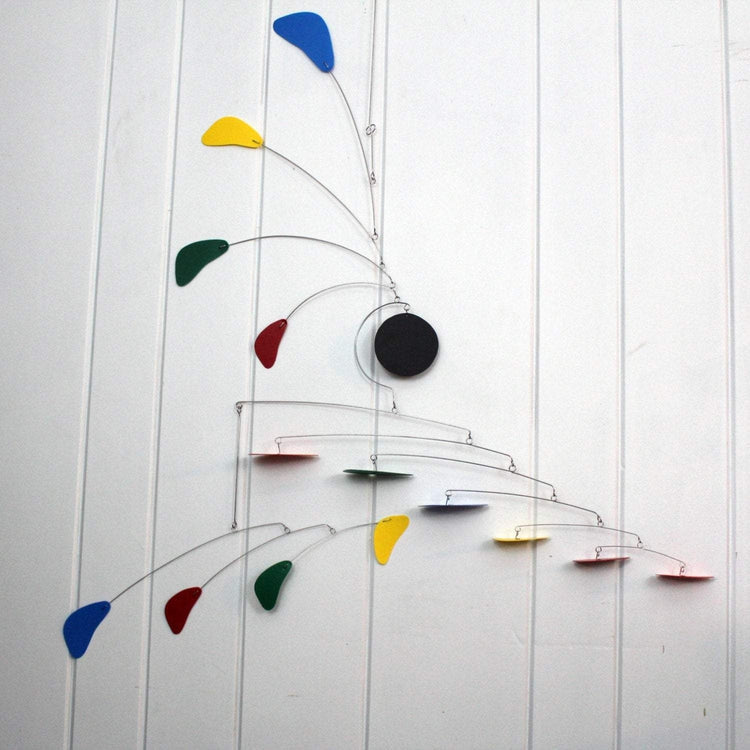 Arrow Style Rainbow Art Mobile – 36” Wide Modern Hanging Sculpture by Carolyn Weir – Nursery, Office, or Classroom Decor
