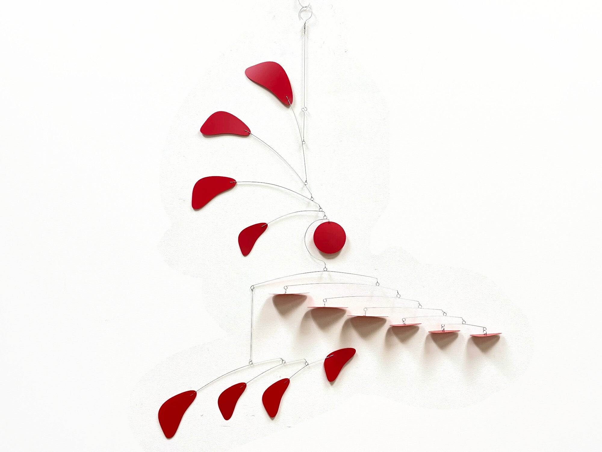 Large Red Kinetic Mobile – Modern Arrow Style Sculpture for Entryway or Living Room