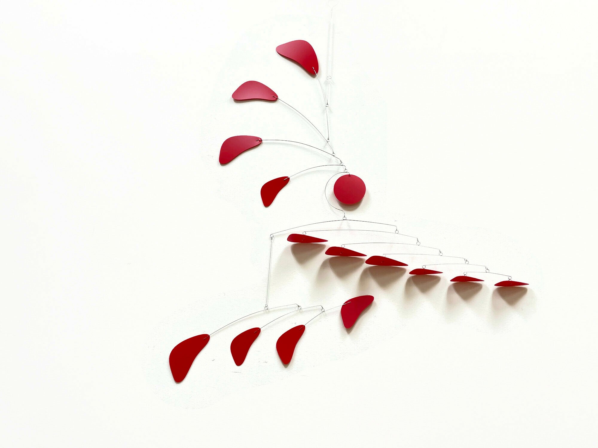 Large Red Kinetic Mobile – Modern Arrow Style Sculpture for Entryway or Living Room