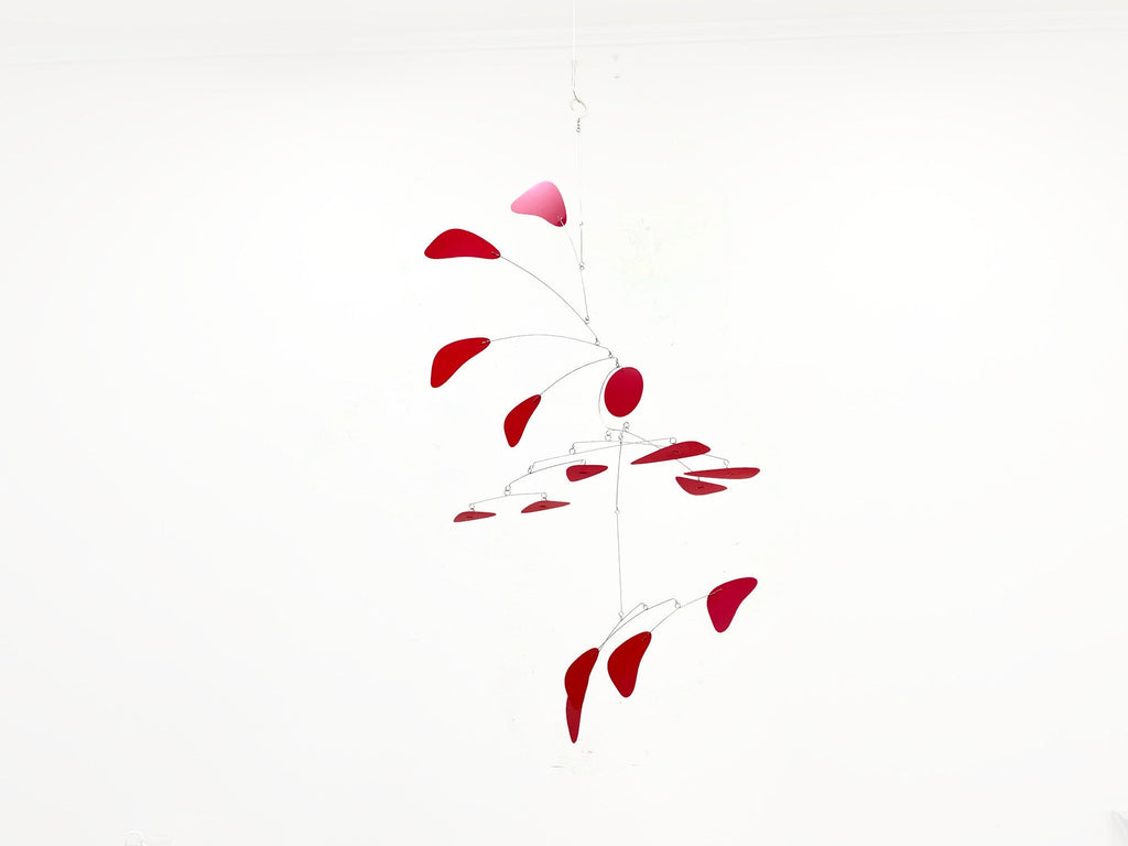 Large Red Kinetic Mobile – Modern Arrow Style Sculpture for Entryway or Living Room