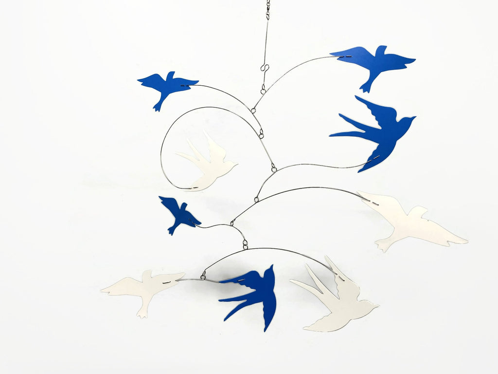 Bird Mobile Flying 22w x 23h Art Swallow Swift Dove Kinetic Art Sculpture